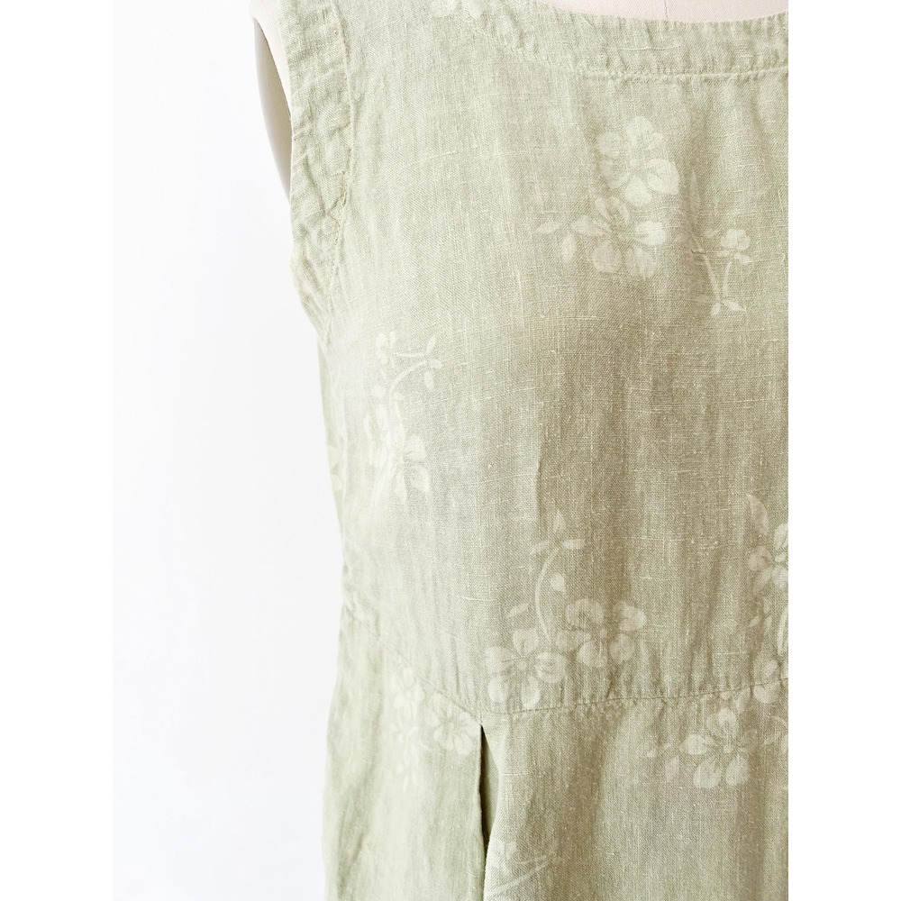 Vintage Linen Pistachio Green Patchwork Dress‎ Lagenlook - Picture 6 of 9
